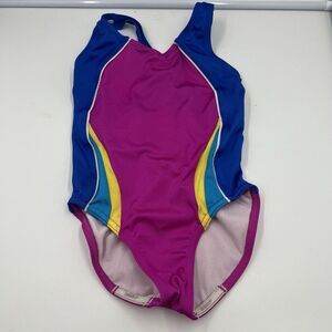 Speedo Youth Girls Swimsuit Racerback One Piece Colorblock Style 8